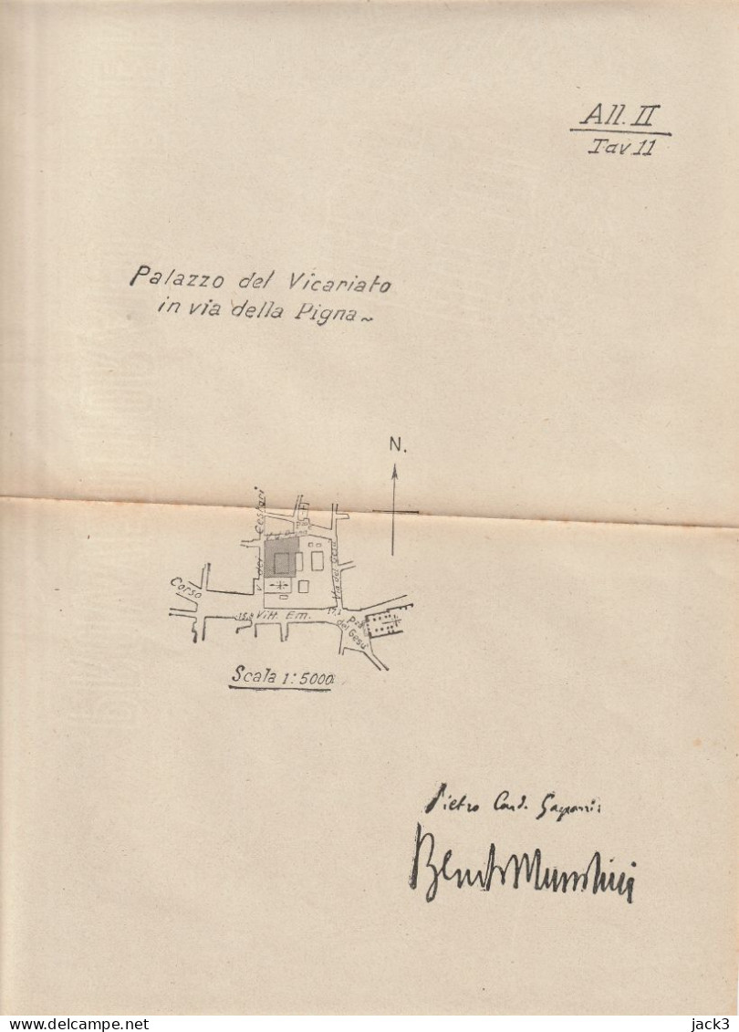 DISEGNO TECNICO - PALAZZO DEL VICARIATO - TAV. 11 - FIRMA BENITO MUSSOLINI - Travaux Publics