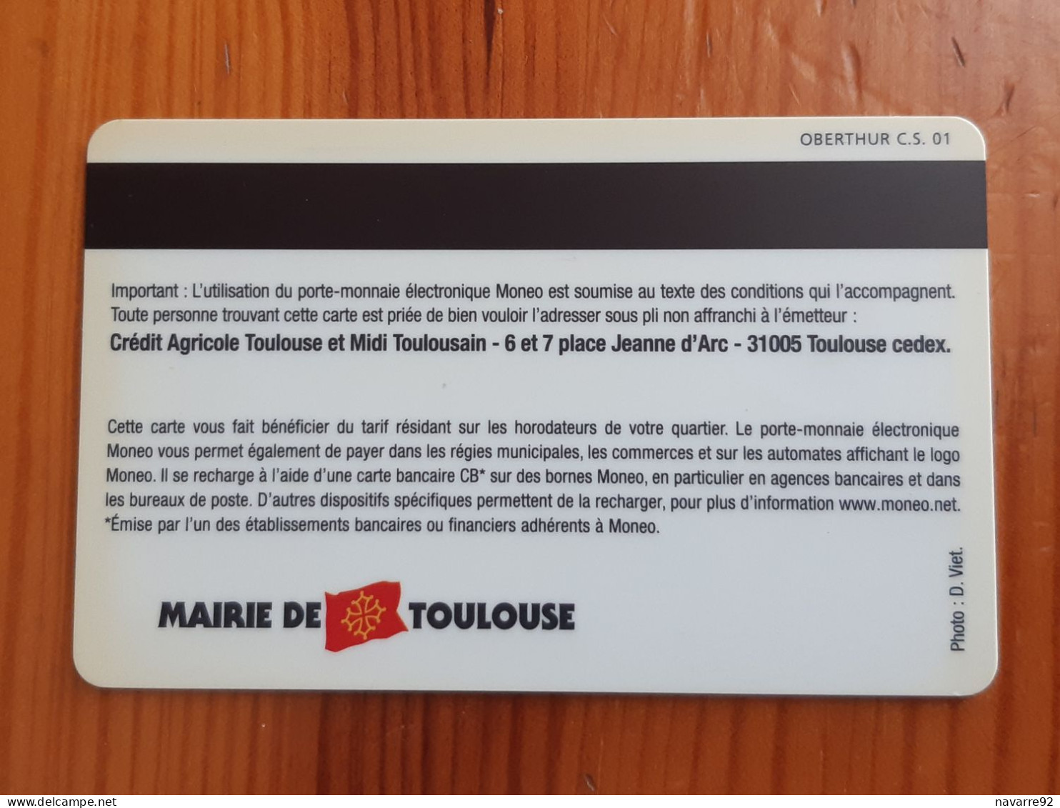 JOLIE CARTE MONEO PORTE MONNAIE ELECTRONIQUE VILLE DE TOULOUSE T.B.E !!! - Monéo