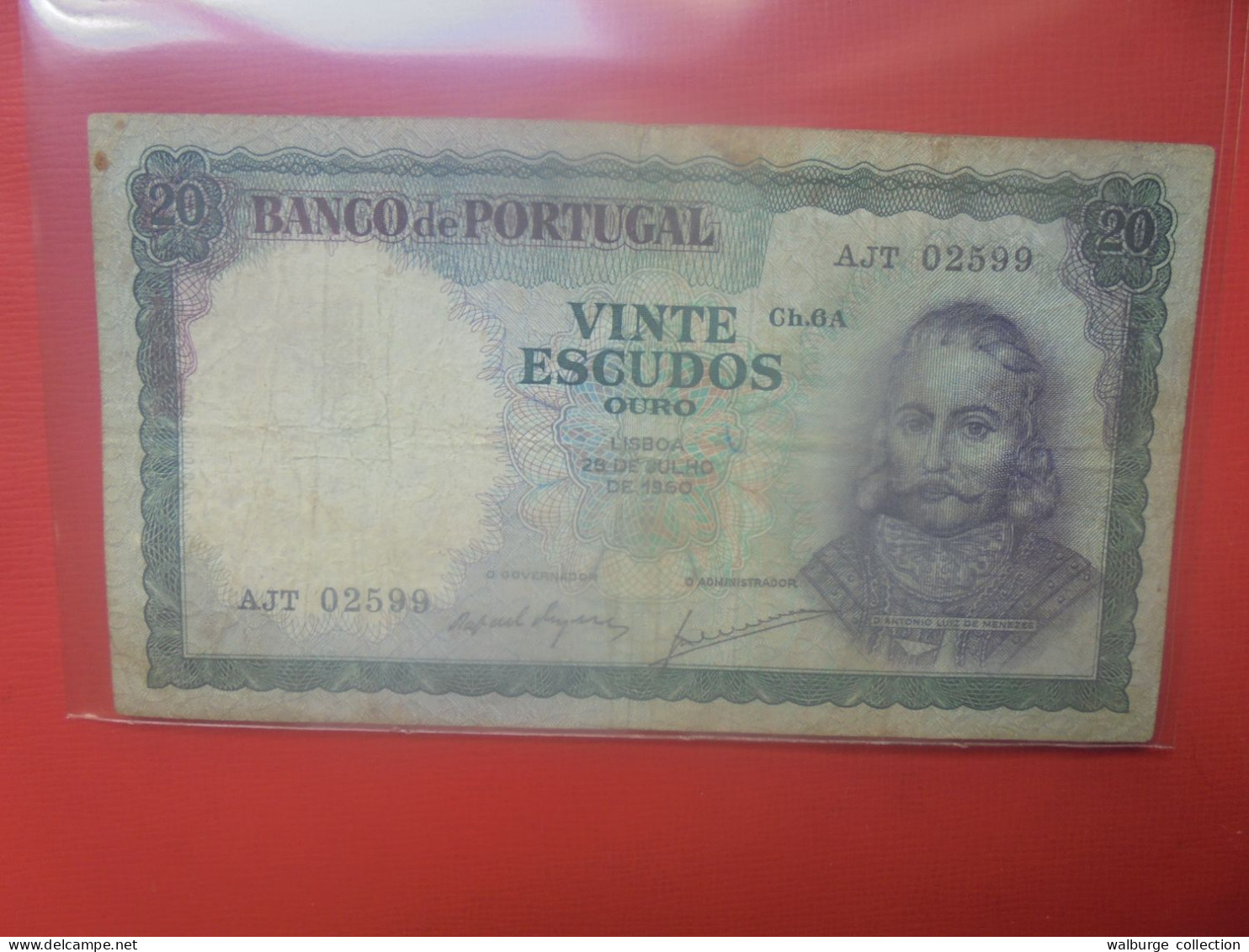 PORTUGAL 20 ESCUDOS 1960 Circuler (B.29) - Portugal