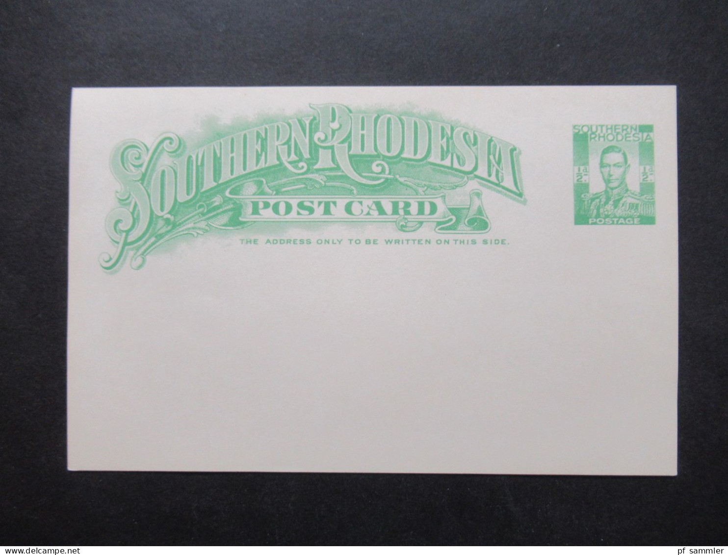 GB Kolonie Southern Rhodesia Post Card / Ganzsache Ungebraucht / 1/2 D Postage - Southern Rhodesia (...-1964)