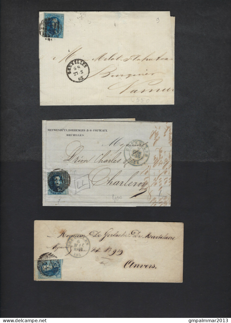 3 Brieven Met Medaillon 20 C Allen Verzonden Te BRUXELLES Naar NAMUR , CHARLEROY & ANVERS ; Zie 2 Scans  ! LOT 267 - 1849-1865 Medaillen (Sonstige)