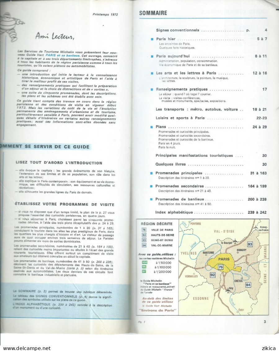 MICHELIN  Maps - Paris Et Sa Banlieue 1972,France,242 Pages - Autres & Non Classés