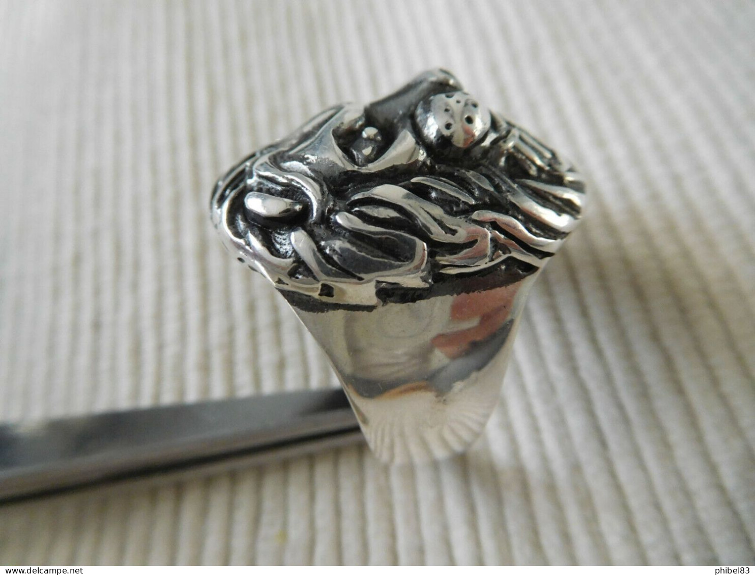 Bague Homme En Argent Massif 925 Taille 61 Fauve Lion Felin Gothique Biker B17 - Anelli