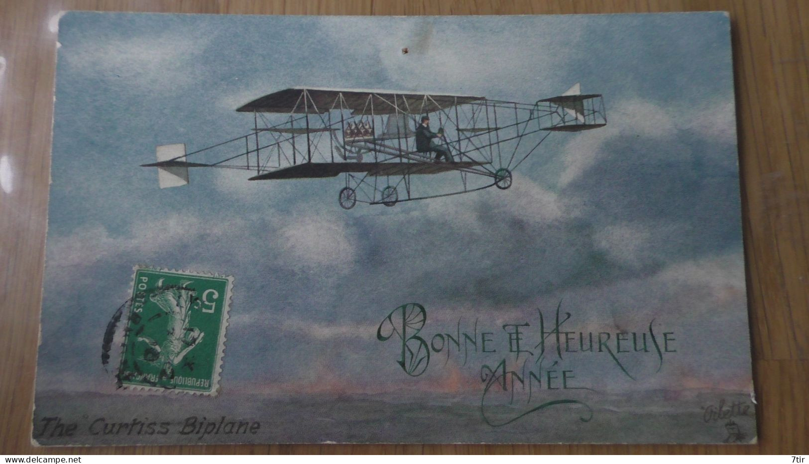 THE CURTISS BIPLANE BONNE ET HEUREUSE ANNEE - Aviateurs