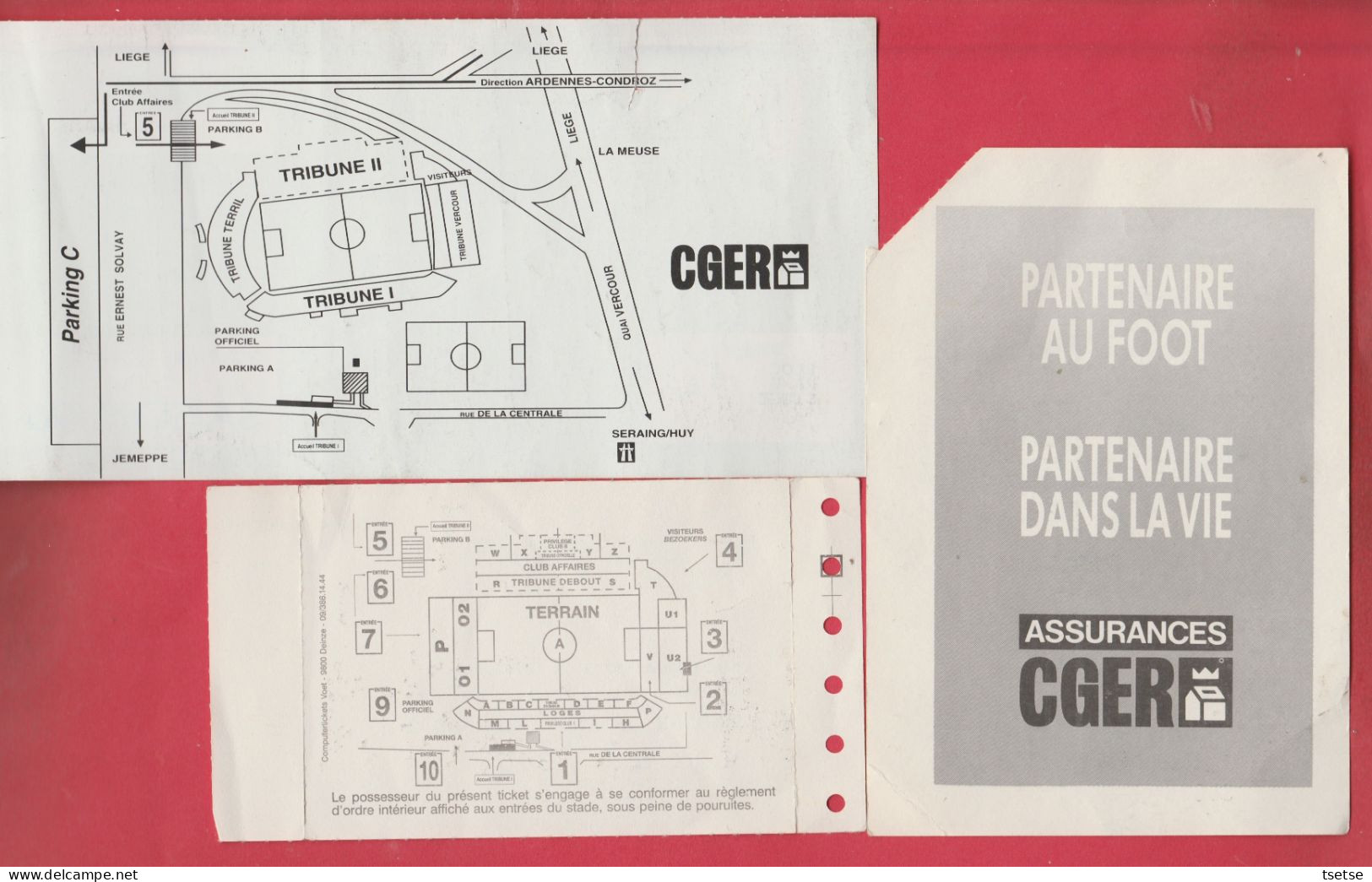 3 Tickets Football - Standard De Liège ( X2 ) Et Sporting De Charleroi - Altri & Non Classificati