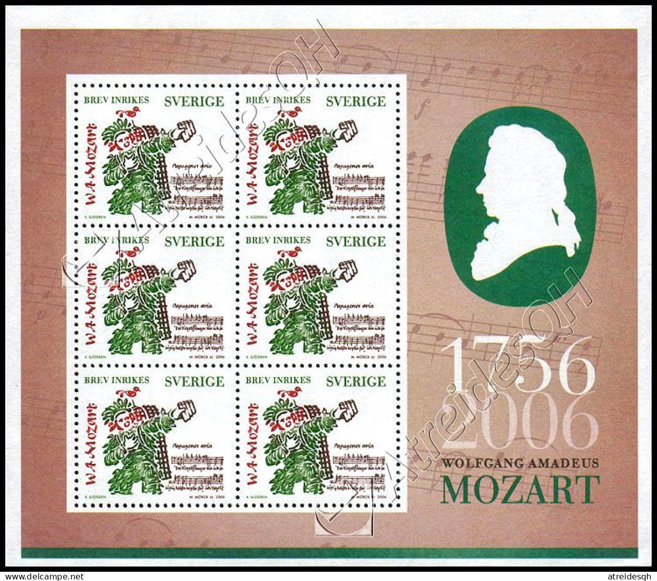 [Q] Svezia / Sweden 2006: Foglietto Mozart / Mozart S/S ** - Musique