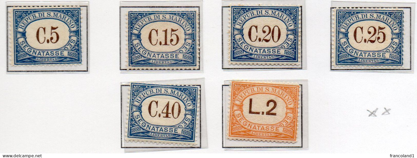 1939 San Marino - Segnatasse 54 - 59 Serie Completa INTEGRI MNH** - Segnatasse