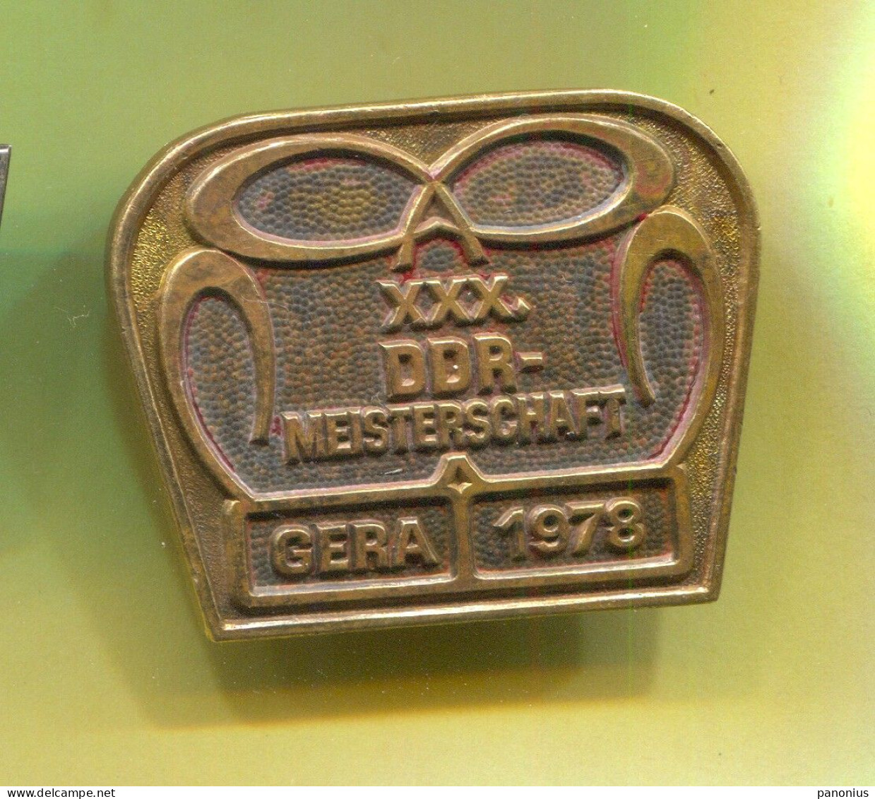 Boxing Box Boxen Pugilato - DBV DDR East Germany Championship Gera 1978. Vintage Pin  Badge  Abzeichen, 35 X 30 Mm - Boxing