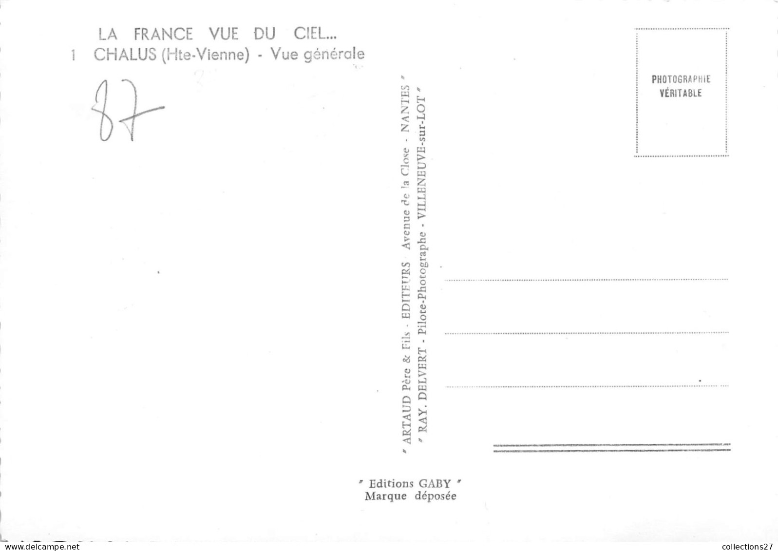 87-CHALUS- VUE GENERALE DU CIEL - Chalus