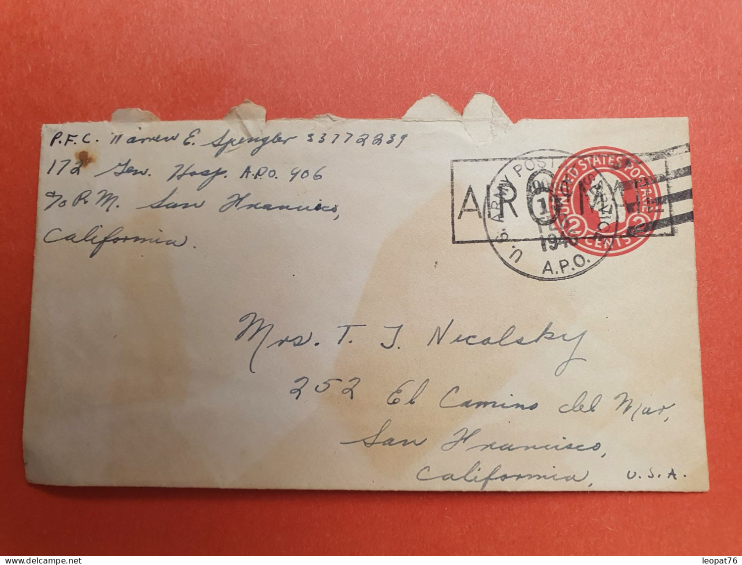 Etats Unis - Entier Postal D'un Soldat Pour San Francisco En 1946 - Réf J 256 - 1941-60