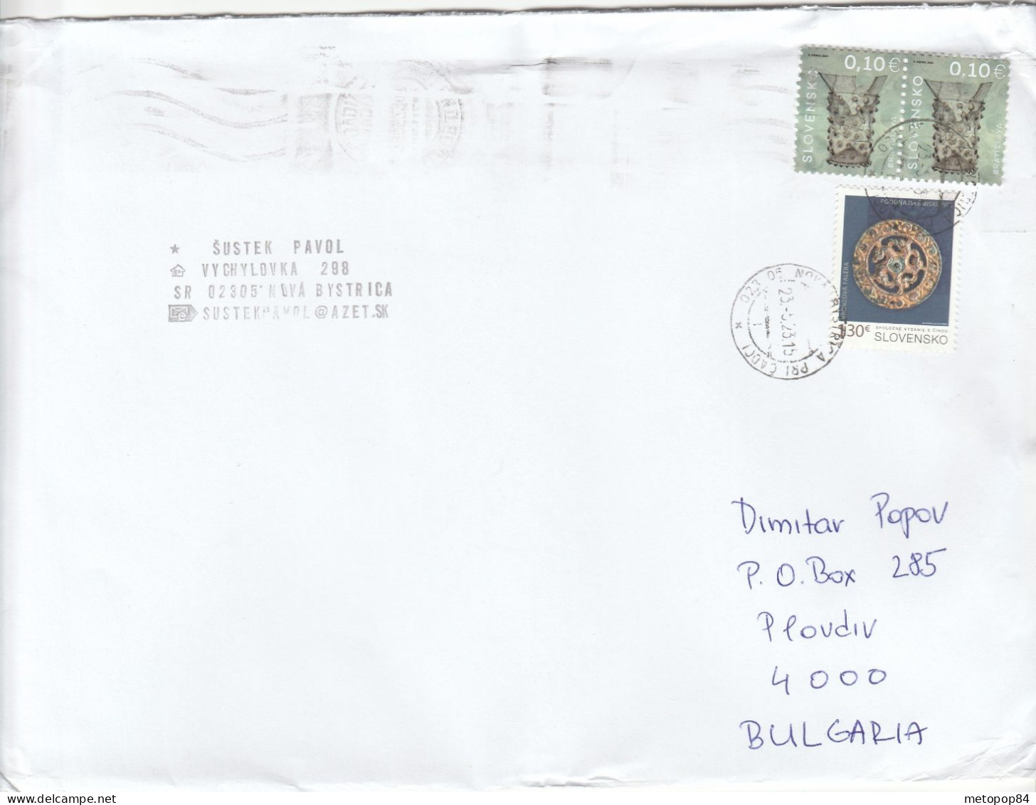 Slovakia 2023 Letter To Bulgaria - Used Stamps