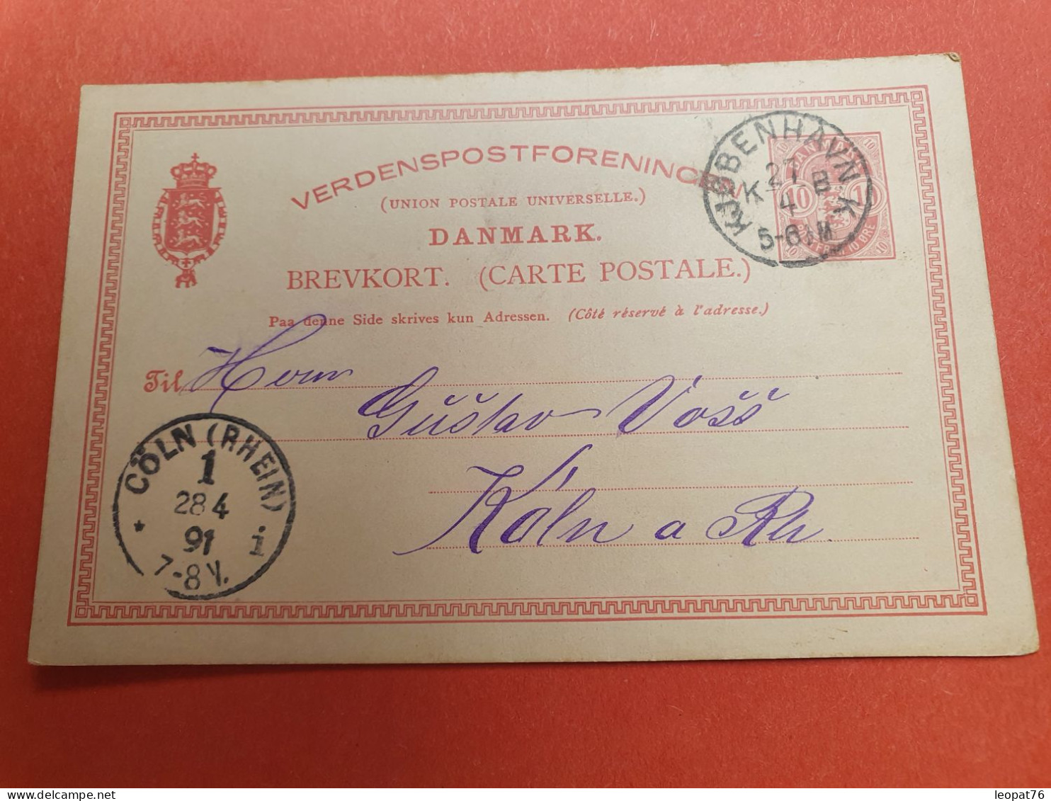 Danemark - Entier Postal De Copenhague Pour Cöln En 1891 - Réf J 262 - Enteros Postales