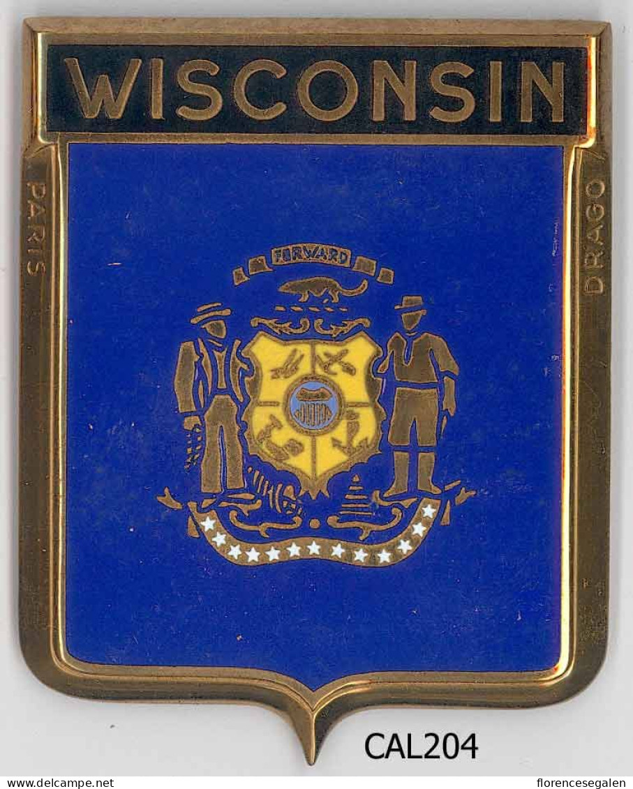 CAL204  - PLAQUE CALANDRE AUTO - WISCONSIN - Sonstige & Ohne Zuordnung