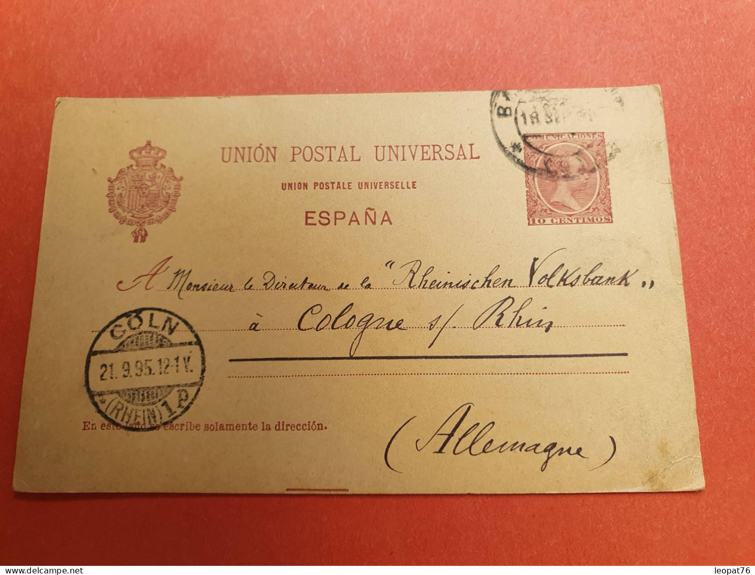 Espagne - Entier Postal De Barcelone Pour L'Allemagne En 1895 - Réf J 266 - 1850-1931