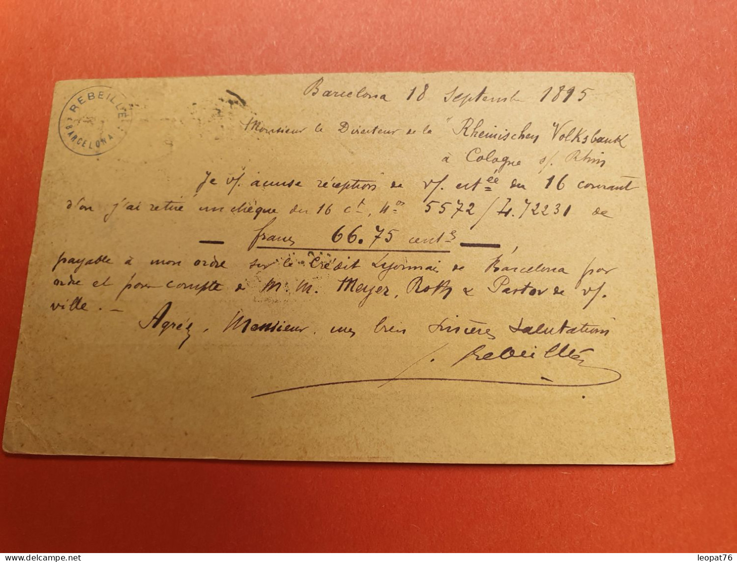 Espagne - Entier Postal De Barcelone Pour L'Allemagne En 1895 - Réf J 266 - 1850-1931