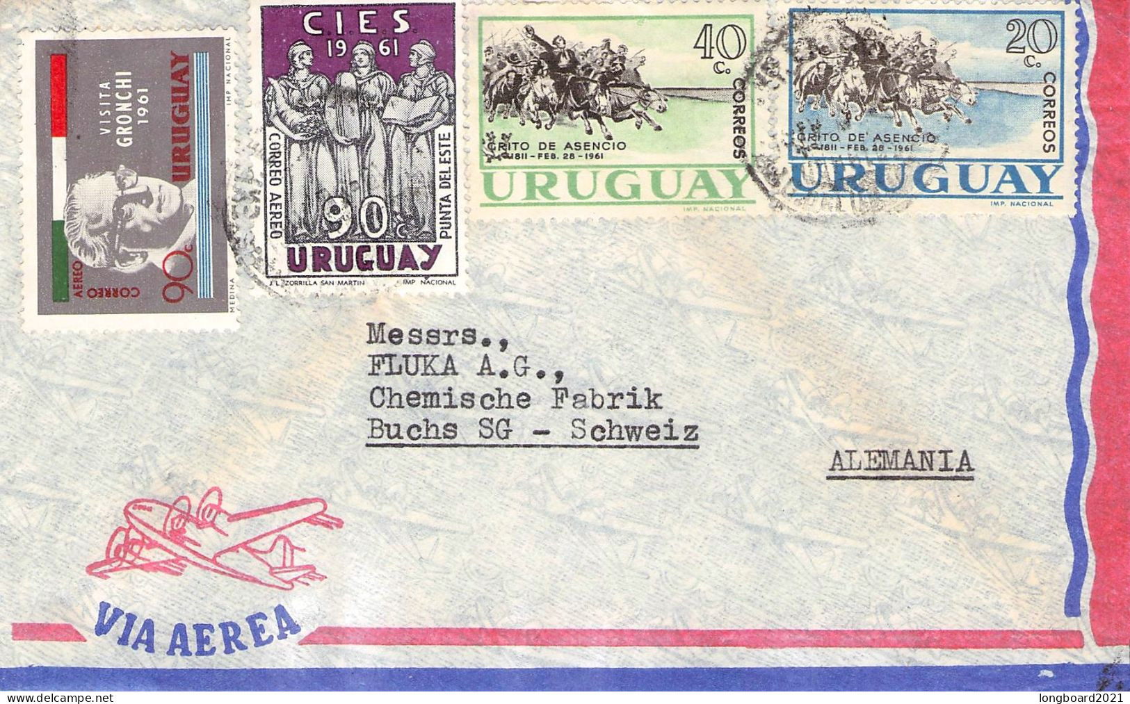 URUGUAY - AIRMAIL 1961 - BUCHS/CH /*127 - Uruguay