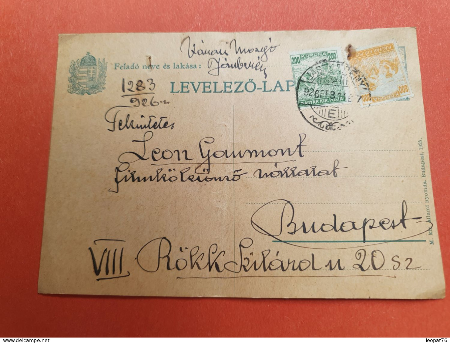 Hongrie - Entier Postal ( Pli Central ) + Compléments Pour Budapest En 1926 - Réf J 274 - Ganzsachen