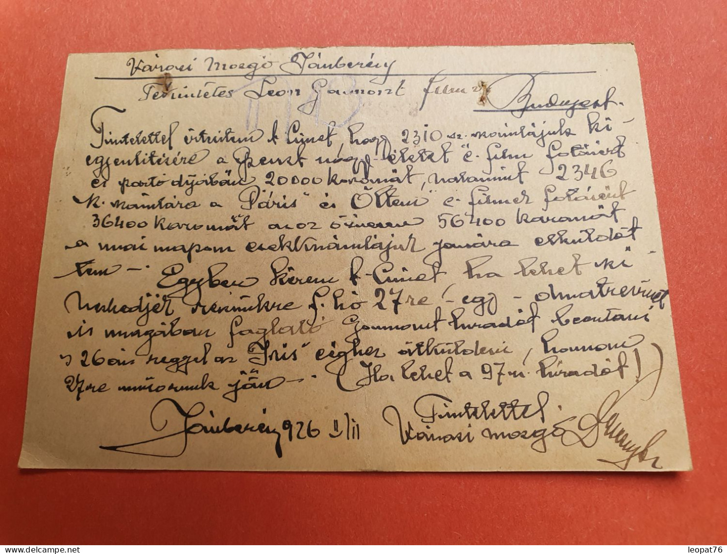 Hongrie - Entier Postal ( Pli Central ) + Compléments Pour Budapest En 1926 - Réf J 274 - Enteros Postales