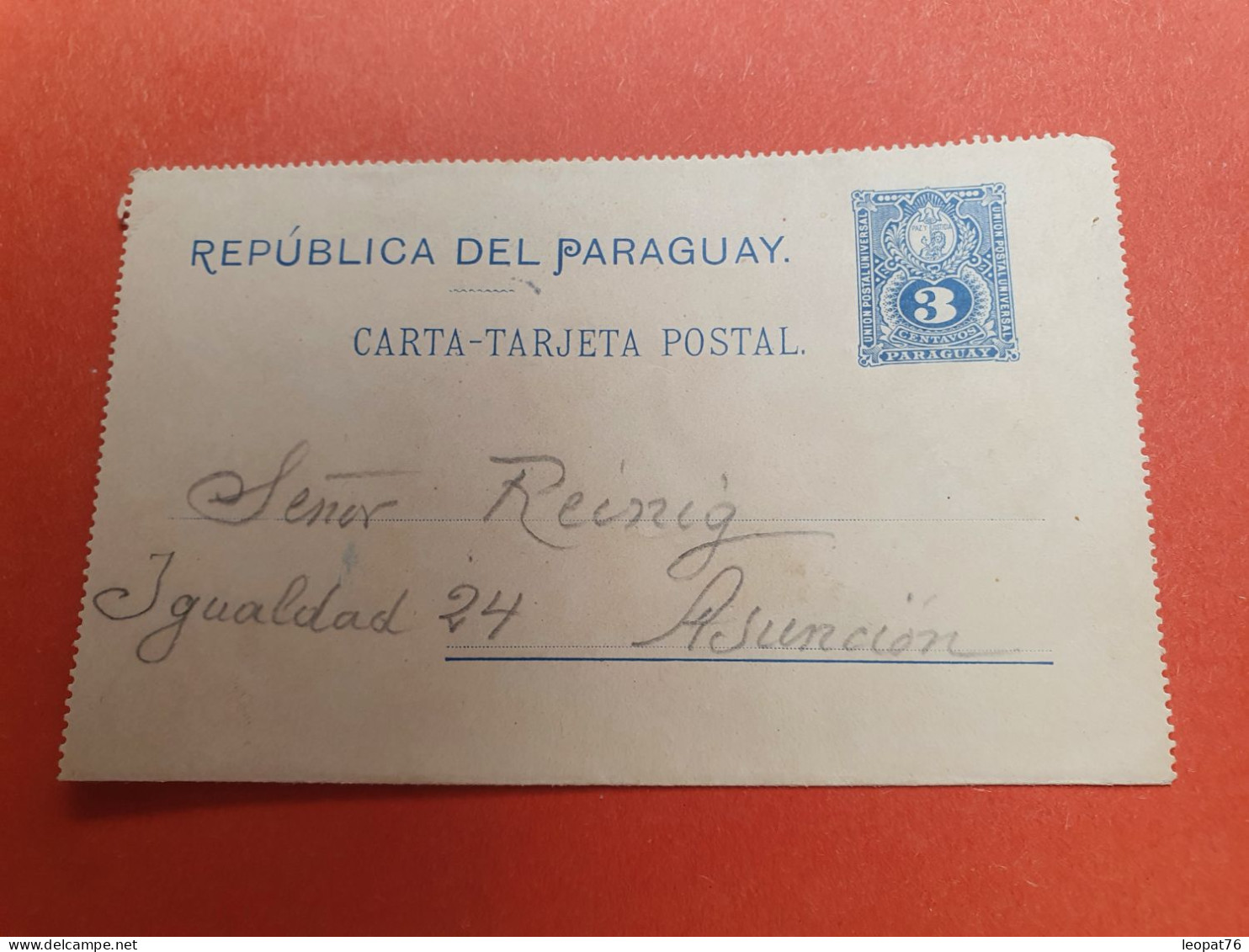 Paraguay - Entier Postal Pour Asuncion En 1903 - Réf J 275 - Paraguay