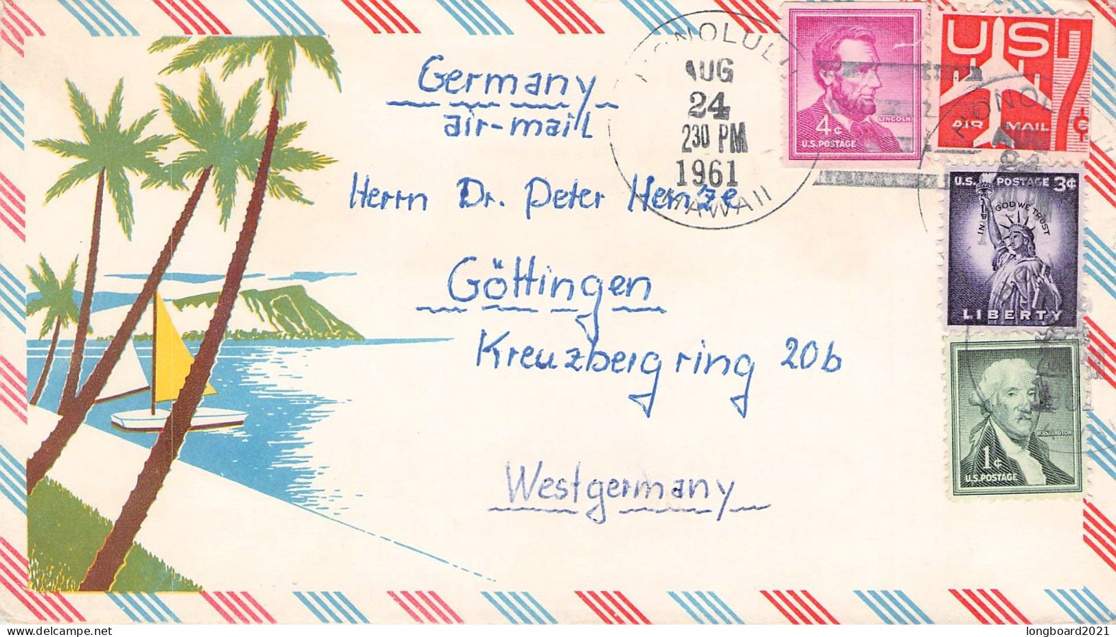 USA - AIRMAIL 1961 HONOLULU - GÖTTINGEN/DE /*131 - Cartas & Documentos