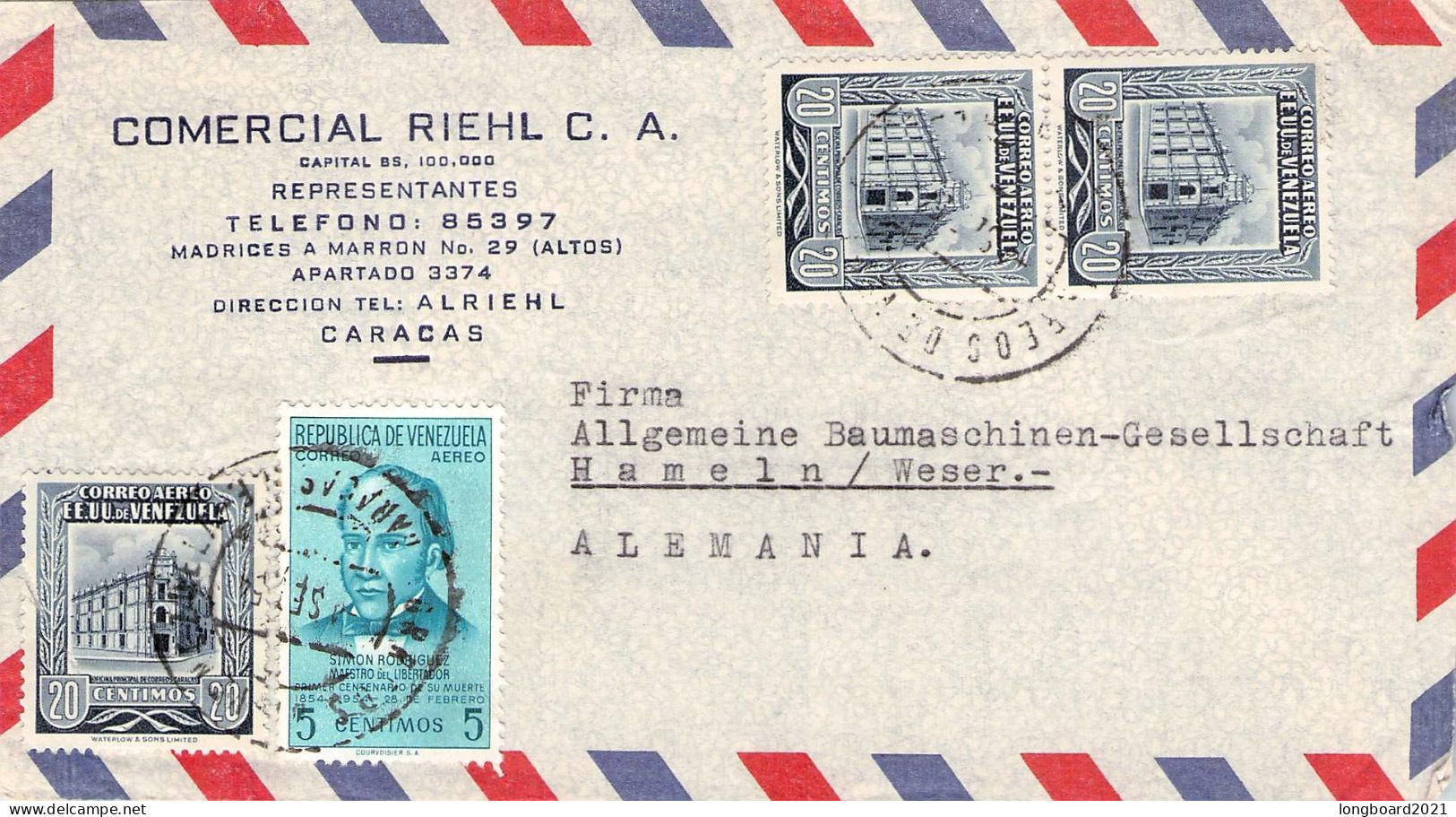 VENEZUELA - AIRMAIL 1954 - HAMELN/DE /*137 - Venezuela