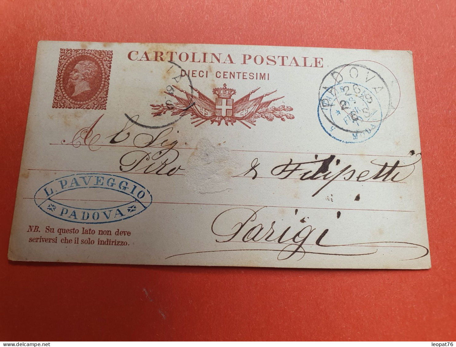 Italie - Entier Postal De Padova Pour Paris En 1879 - Réf J 284 - Interi Postali