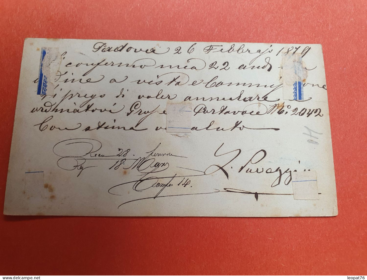 Italie - Entier Postal De Padova Pour Paris En 1879 - Réf J 284 - Stamped Stationery