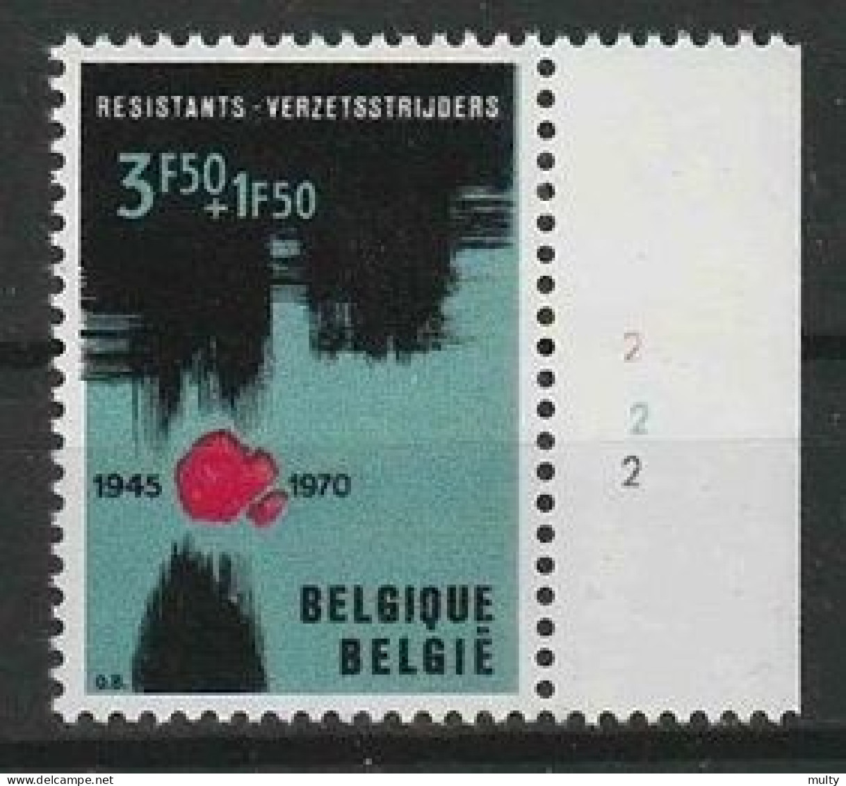 Belgie OCB 1539 ** MNH Met Plaatnummer 2 - 1961-1970