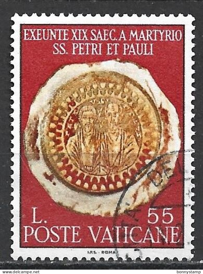 Città Del Vaticano, 1967 - 55 Lire Vetro Dorato - Nr.450 - Usato° - Gebruikt