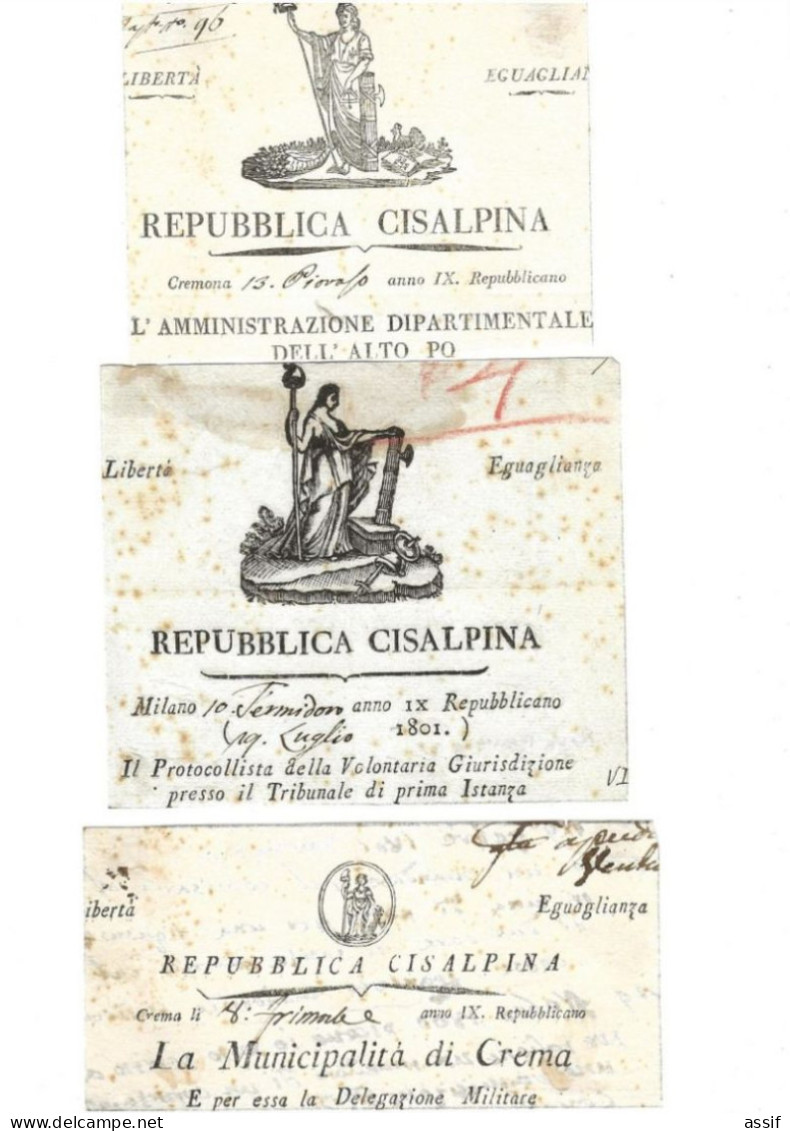 Reppublica Cisalpina 17 Vignettes ( Découpages ) - Historical Documents