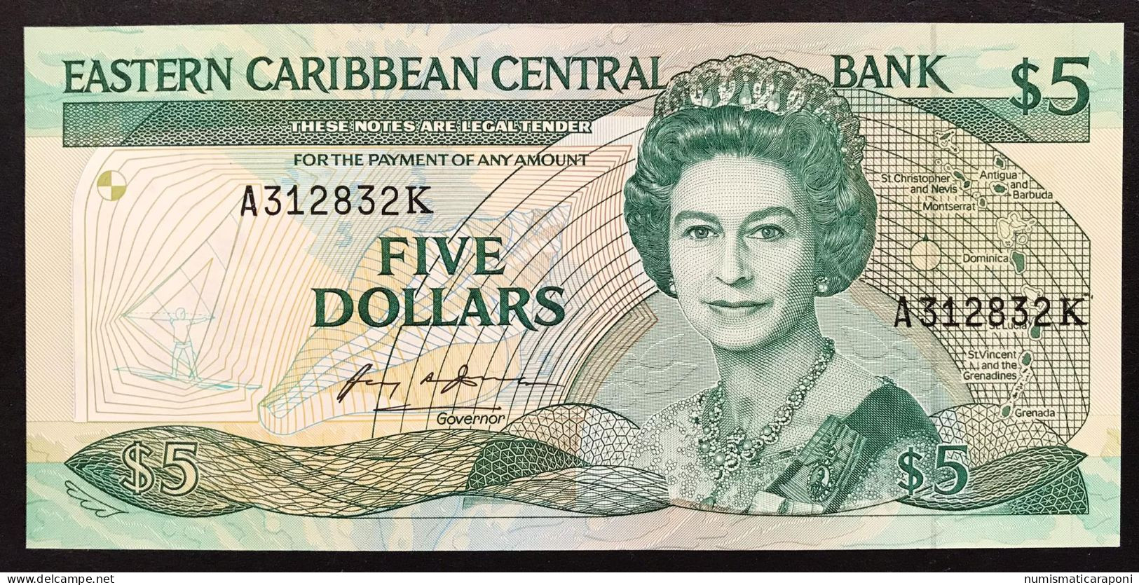 Eastern Caribbean CARAIBI Orientali EST $5 1986-1988 S. Kittis K Fds Lotto.4582 - Ostkaribik