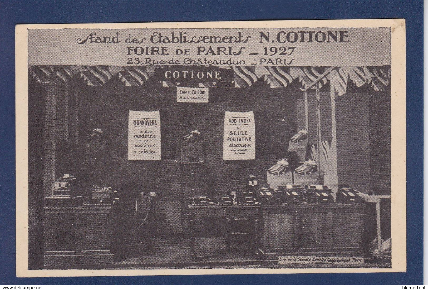 CPA [75] Paris > Arrondissement > Arrondissement: 09 Publicité Machine à Calculer Cottone - Distrito: 09
