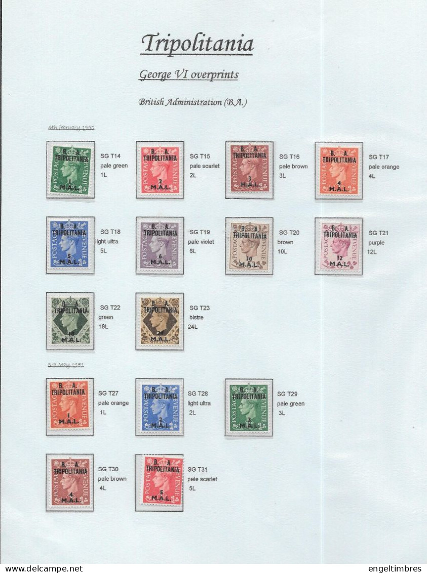 George Vl  Low Values (15) Overprinted     BA   TRIPOLITANIA   MINT Hinged - Unused Stamps