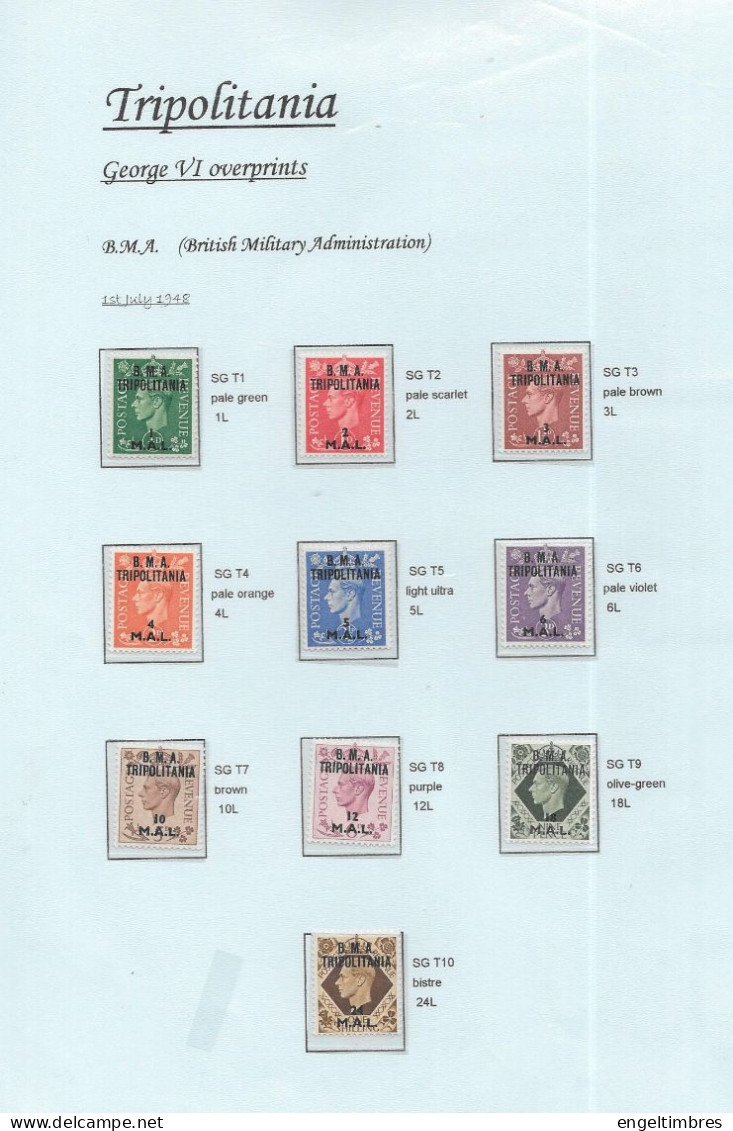 George Vl  Low Values (15) Overprinted     BMA   TRIPOLITANIA   MINT Hinged - Unused Stamps