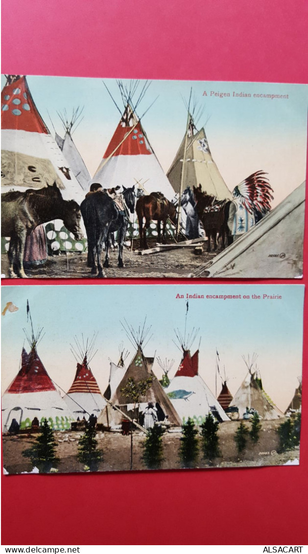 2 Cartes Encampment , Tentes Indiens - Indiens D'Amérique Du Nord