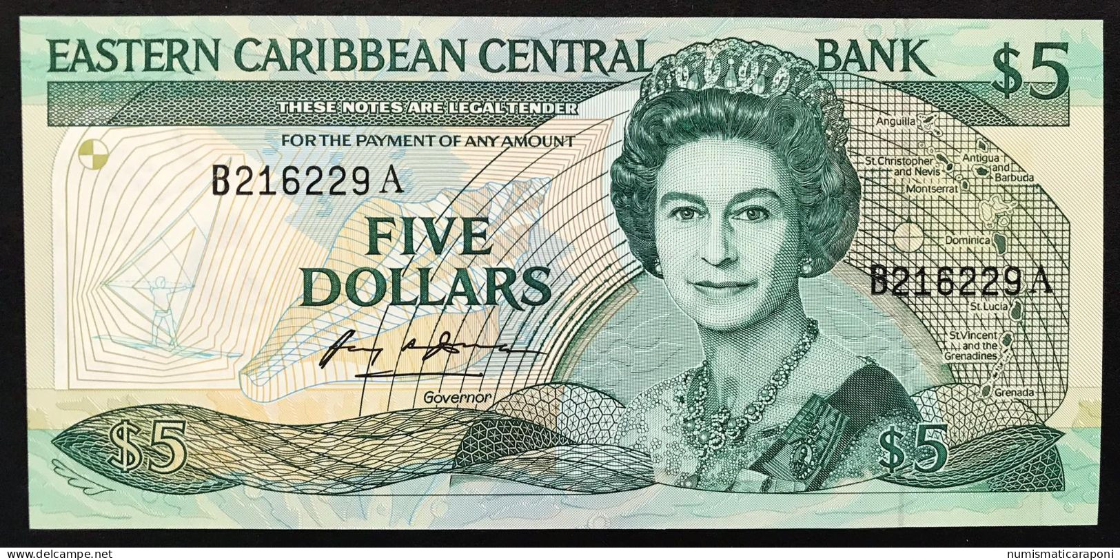 Eastern Caribbean CARAIBI Orientali EST $5 A Antigua Fds Lotto.4583 - East Carribeans