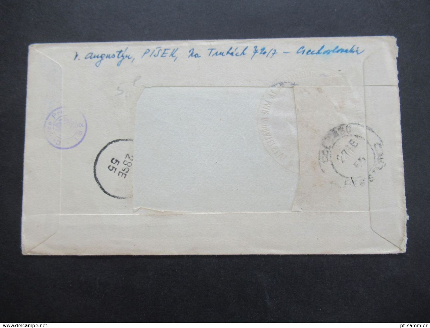 CSSR 1955 Einschreiben Pisek 1 Nach Ceylon Gesendet Mit Kleinem Zensurstempel Celnice 132 - Briefe U. Dokumente