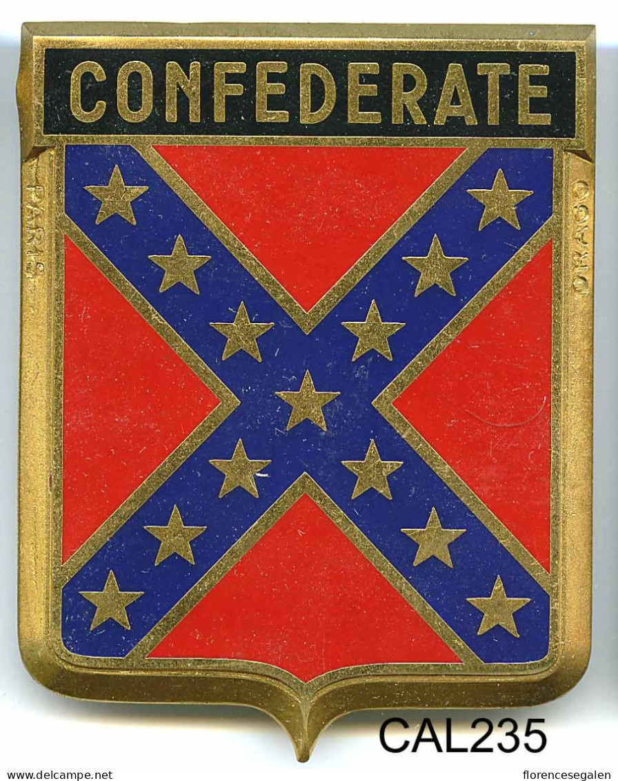 CAL235  - PLAQUE CALANDRE AUTO - CONFEDERATE - Enameled Signs (after1960)