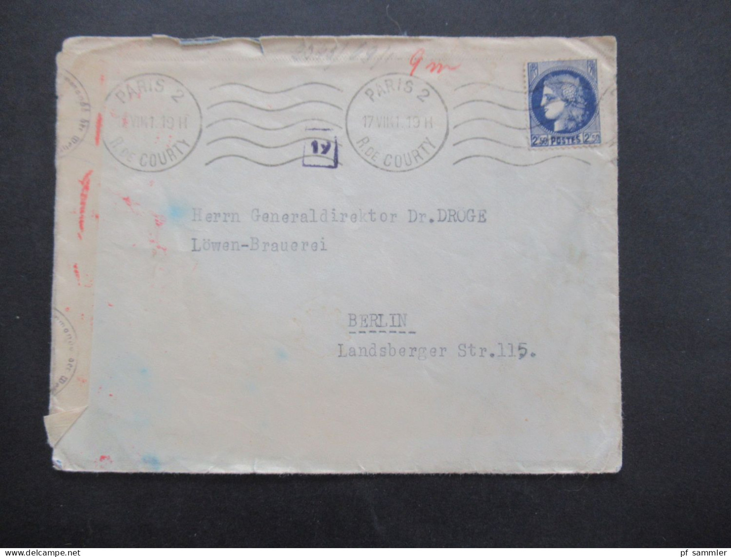 Frankreich 1941 Zensurbeleg / OKW Mehrfachzensur Paris 2 - Berlin Löwen Brauerei / OKW Stempel Geprüft - Lettres & Documents