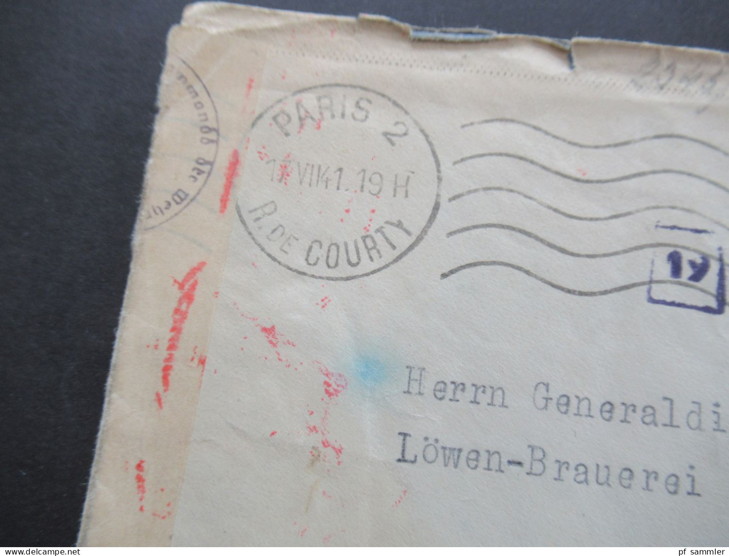 Frankreich 1941 Zensurbeleg / OKW Mehrfachzensur Paris 2 - Berlin Löwen Brauerei / OKW Stempel Geprüft - Lettres & Documents