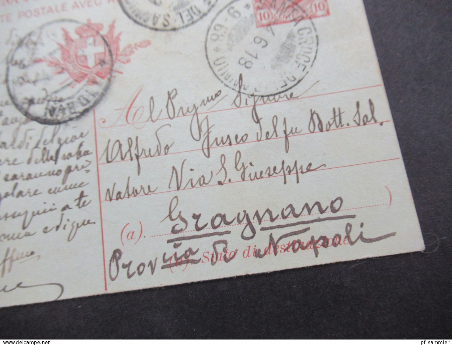 Italien 1918 Ganzsache Carte Postale Avec Response Payee / Fragekarte 2x Stempel Santa Croce Del Sannio - Entiers Postaux