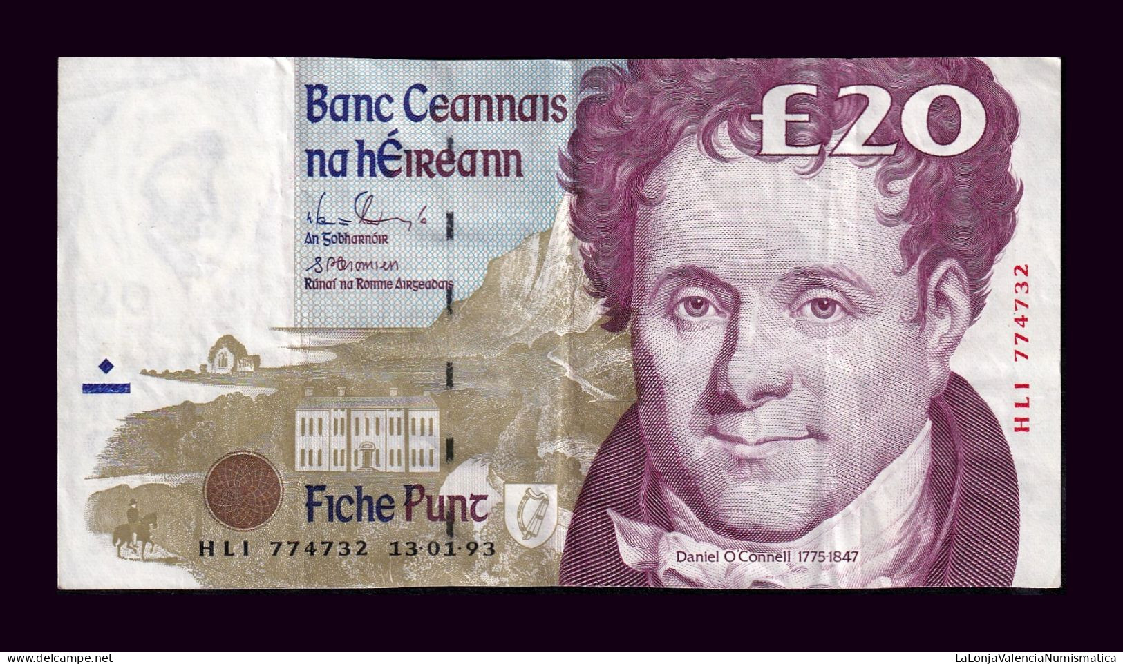 Irlanda Ireland 20 Pounds 1993 Pick 77a Mbc/+ Vf/+ - Ireland