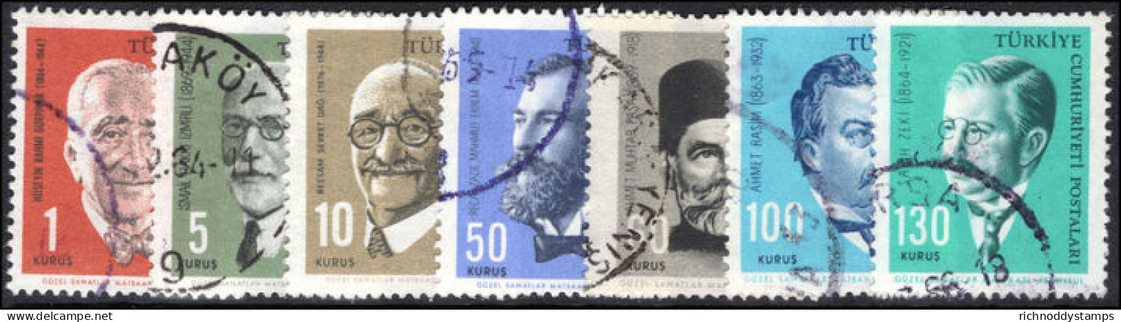 Turkey 1964 Cultural Celebrities Fine Used. - Used Stamps