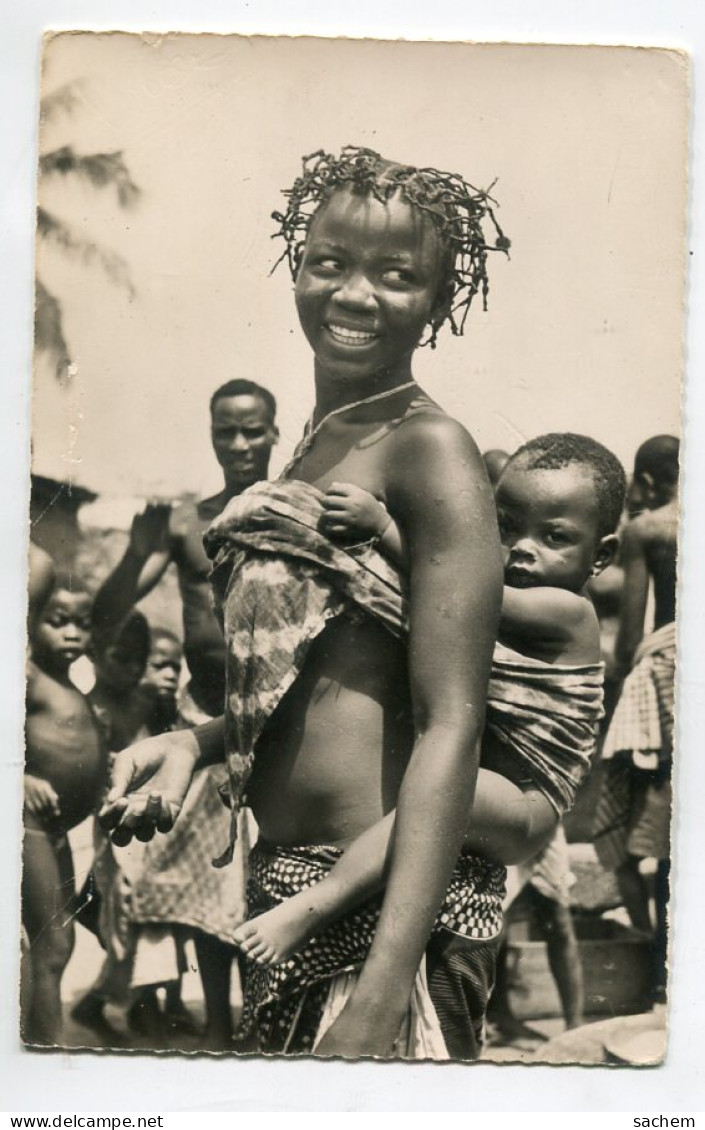 AFRIQUE NOIRE  Jeune Femme Et Son Bébé Dos Edit HOA QUI 1950   D062023 - Non Classés