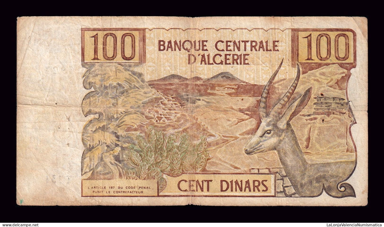 Argelia Algeria 100 Dinars 1970 Pick 128a Bc/+ F/+ - Algérie