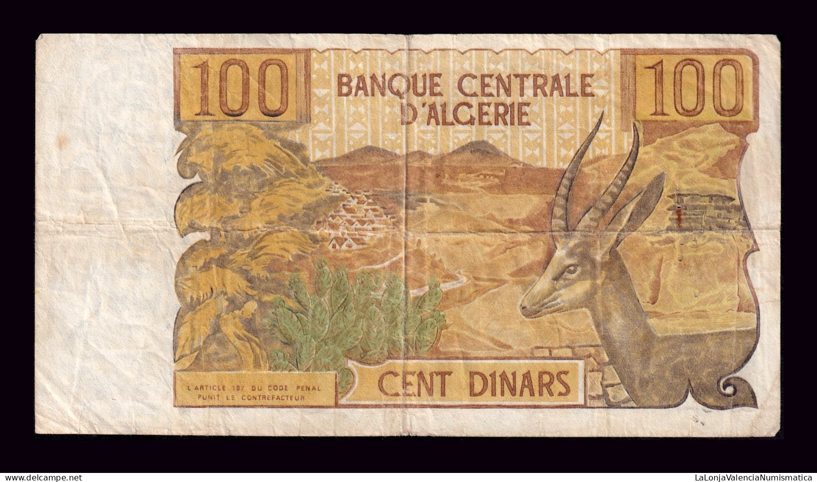 Argelia Algeria 100 Dinars 1970 Pick 128a Bc/+ F/+ - Algérie