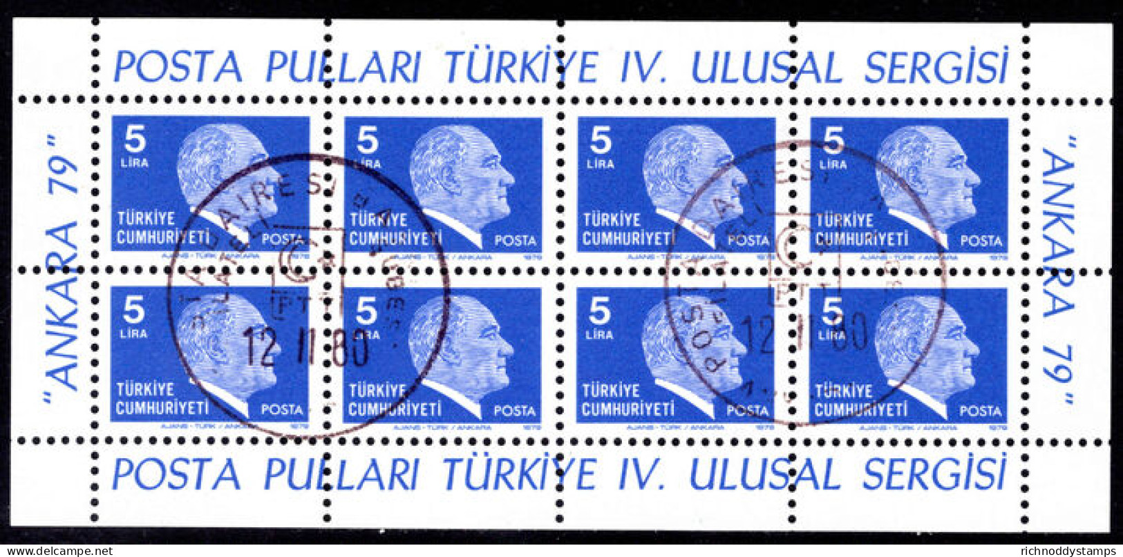 Turkey 1979 Ankara Stamp Exhibition Souvenir Sheet Fine Used. - Used Stamps
