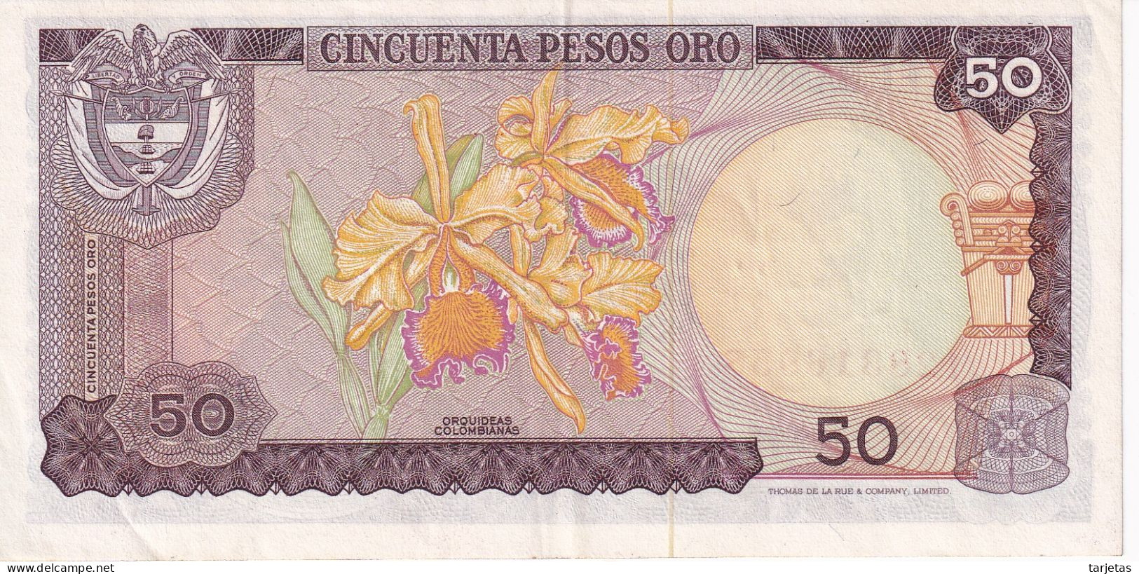 BILLETE DE COLOMBIA DE 50 PESOS DE ORO DEL AÑO 1973 EN CALIDAD EBC (XF)  (BANK NOTE) - Colombie