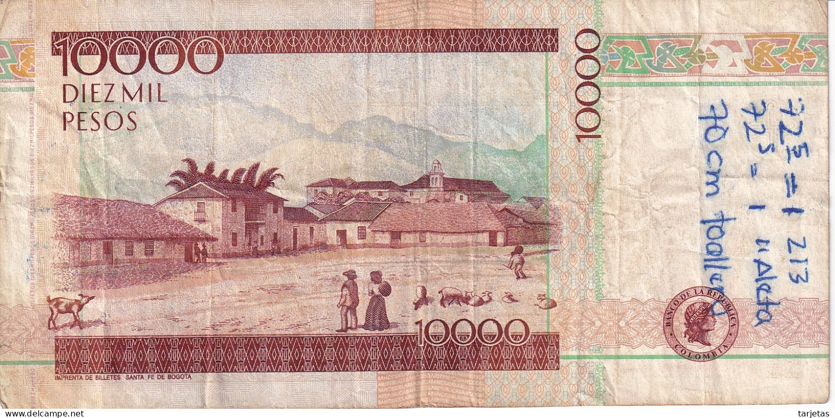 BILLETE DE COLOMBIA DE 10000 PESOS DEL AÑO 1999 (BANKNOTE) - Colombie
