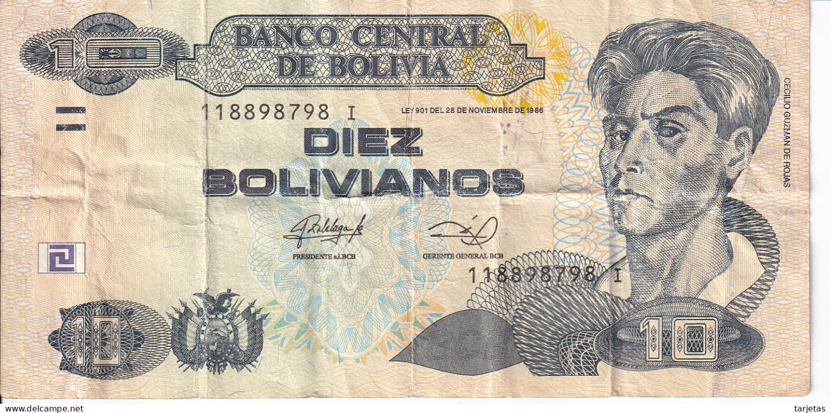 BILLETE DE BOLIVIA DE 10 BOLIVIANOS DEL AÑO 1986 (BANKNOTE) - Bolivia